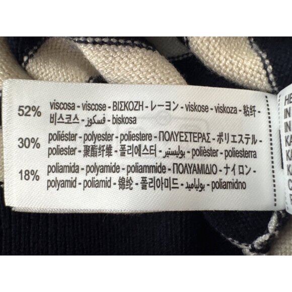 ZARA Striped Small Navy Blue & Cream Knit Sweater Viscose Blend - Picture 10 of 13